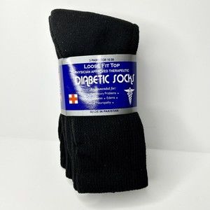 Diabetic Health Circulatory Crew Socks 3 Pair  Mens Size  9 - 11 Black